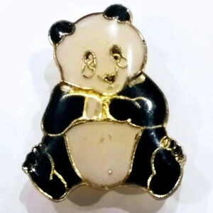 Panda Bear Hat Lapel Pin Pinback Enamel Vintage